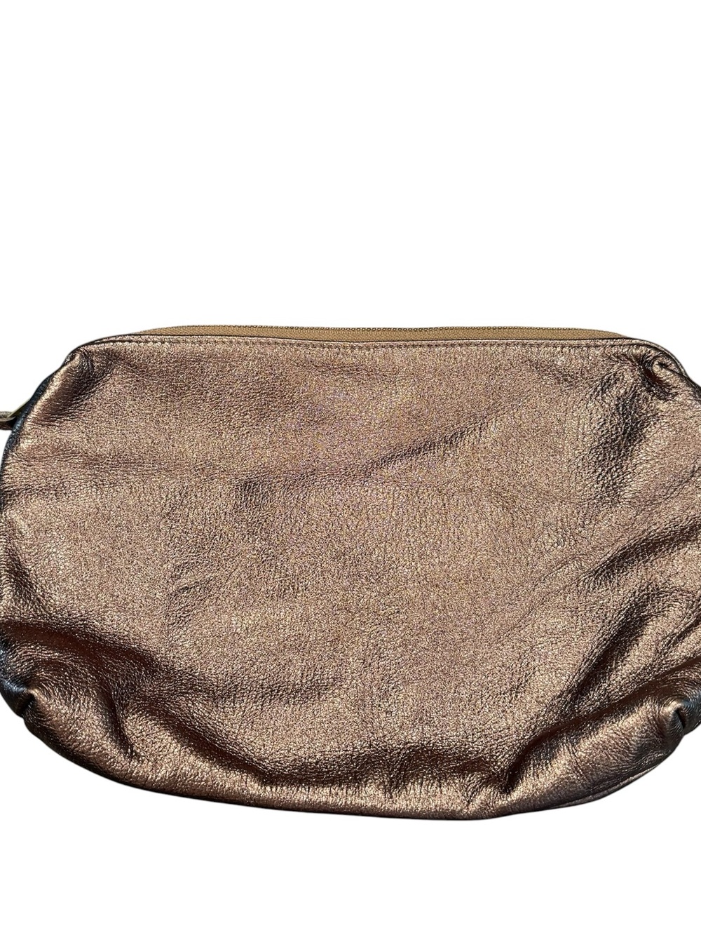 Satchel Savannah Carrie metallic green large pouch cosmetic case zip